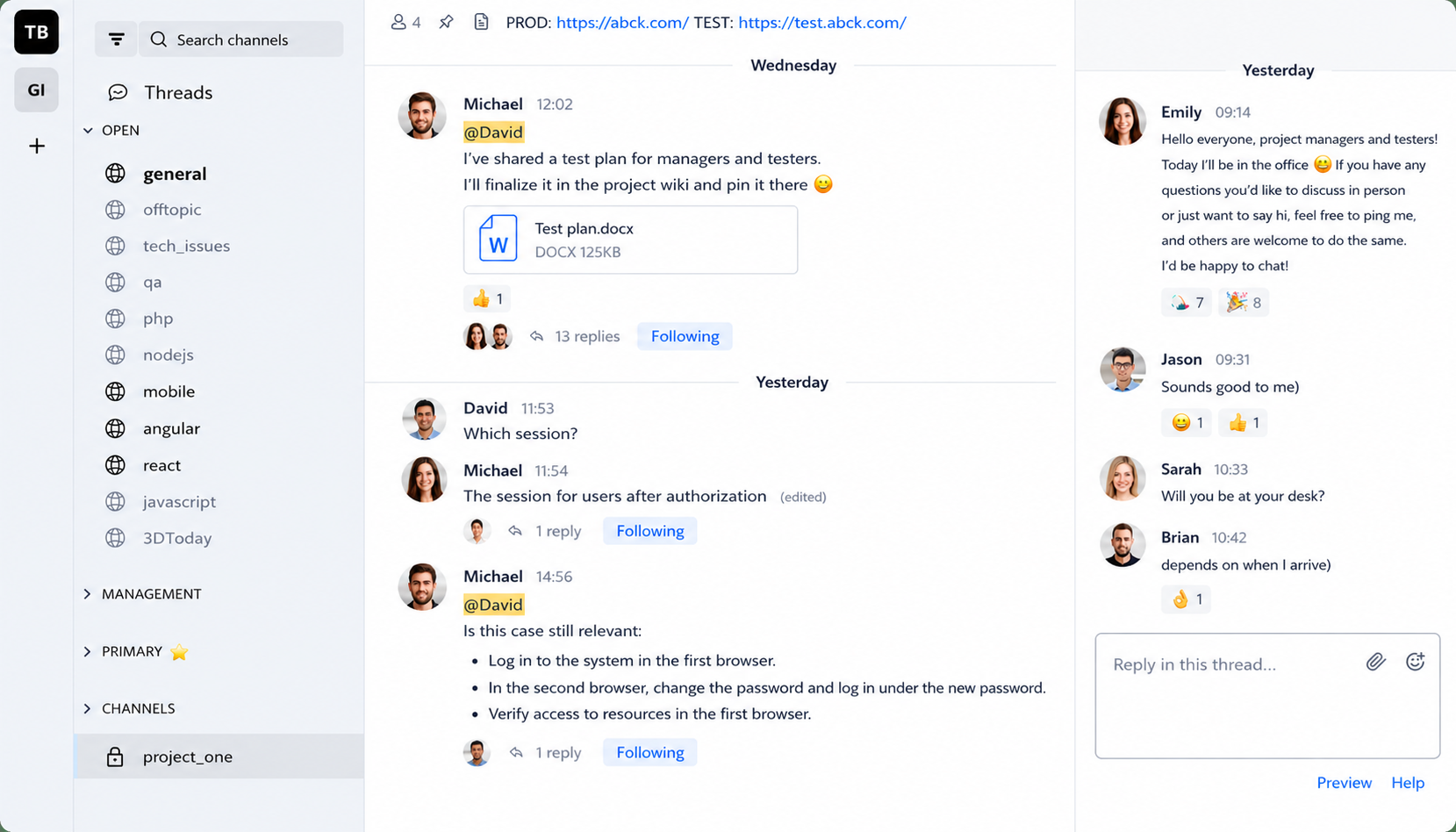TeamBridge interface preview