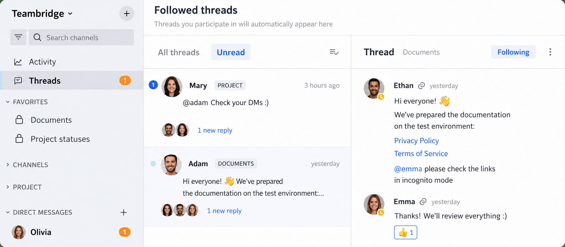 Order in communication preview
